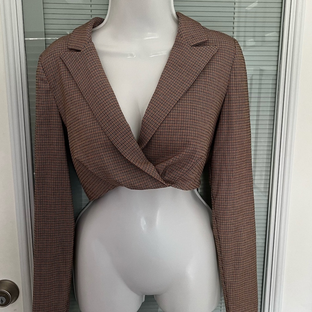 ZARA - Cropped Blazer, checkered/houndstooth like